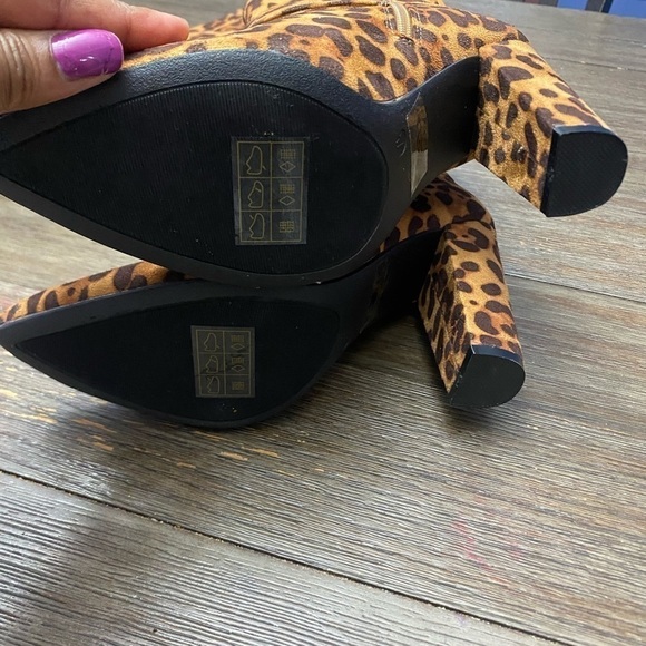 Women's Knee Boots, Sexy Leopard Print Pointed  Toe Stiletto Boots, 7.5 - Picture 7 of 8